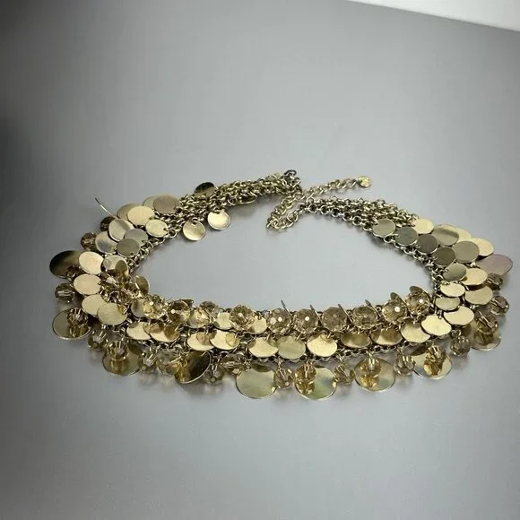 Charming Charlie Statement Necklace Bib Goldtone - Picture 14 of 16